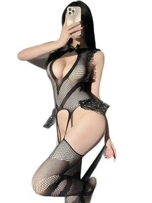Bodystocking Fishnet - Bodystocking en résille sexy avec dentelle,