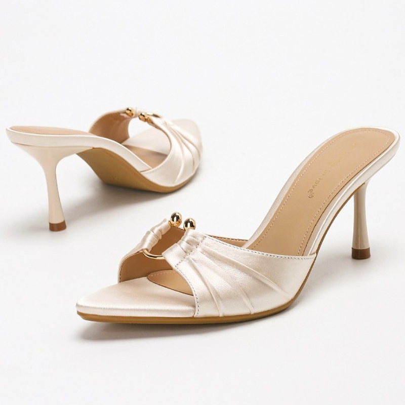 Slip Dress Satin - Pantoufles élégantes en Satin avec anneau