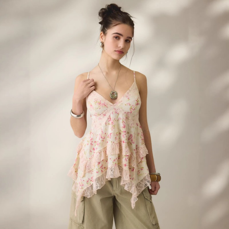 Top en mousseline de soie à fl - Cami Top Lace avis et prix
