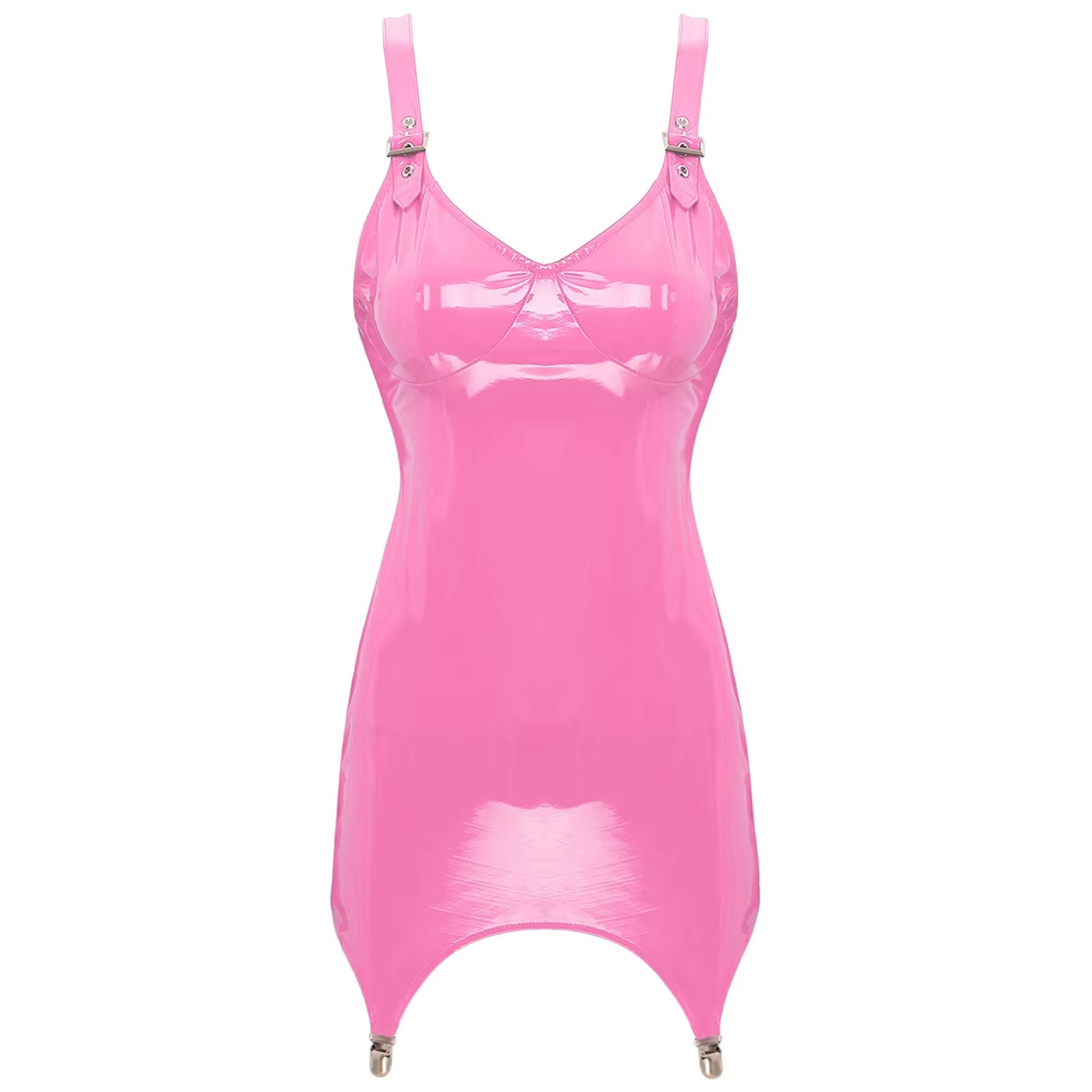 Mini robe à col en V en cuir P - Babydoll Chemise Night avis et prix