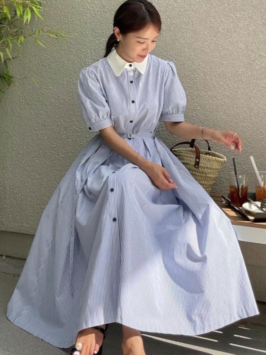 Robe longue élégante rétro ray - Corset Waist Cinch avis et prix