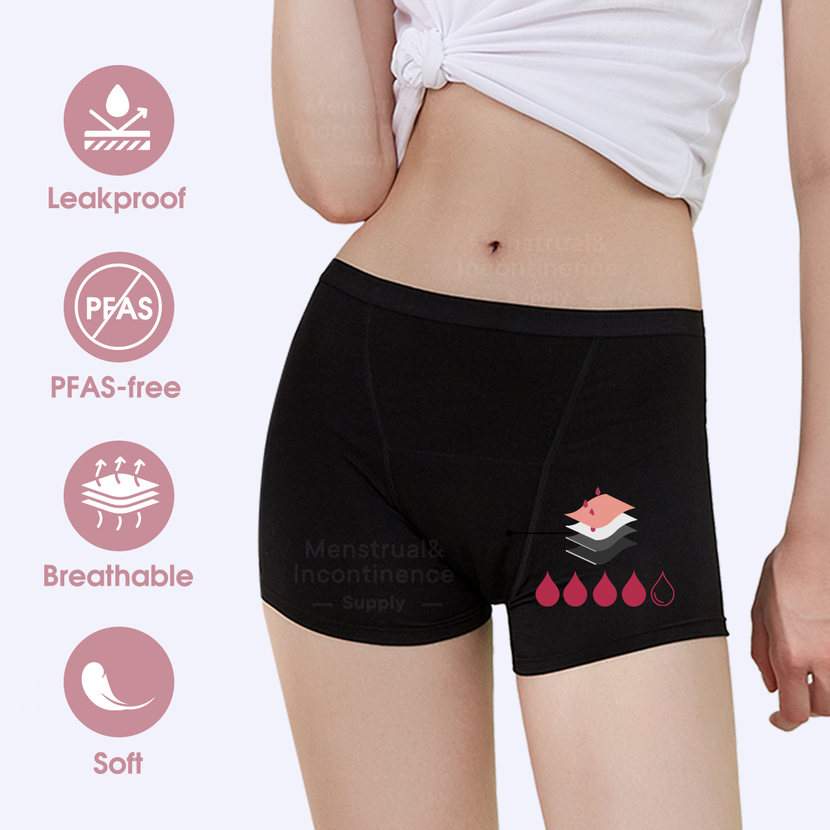 Sous-vêtements menstruels en F - Boyshort Underwear avis et prix